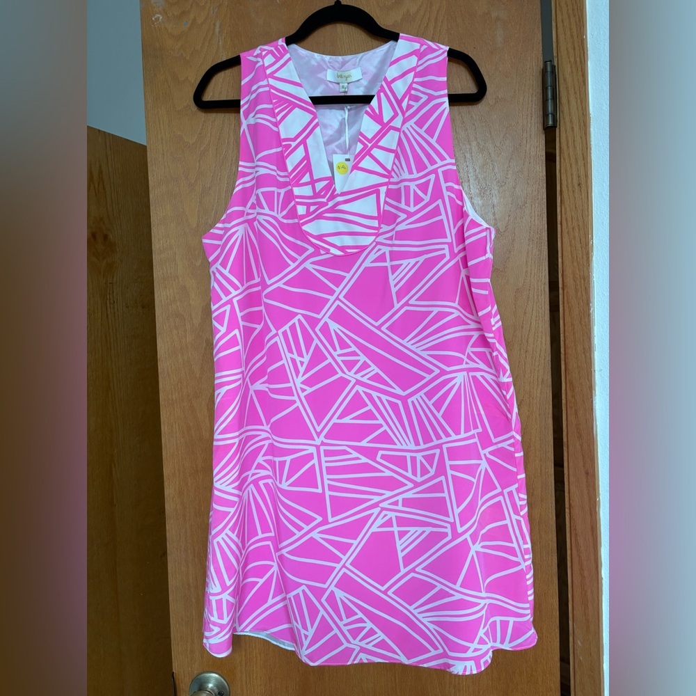 NWT Britt Ryan silk pink and white shift dress XL